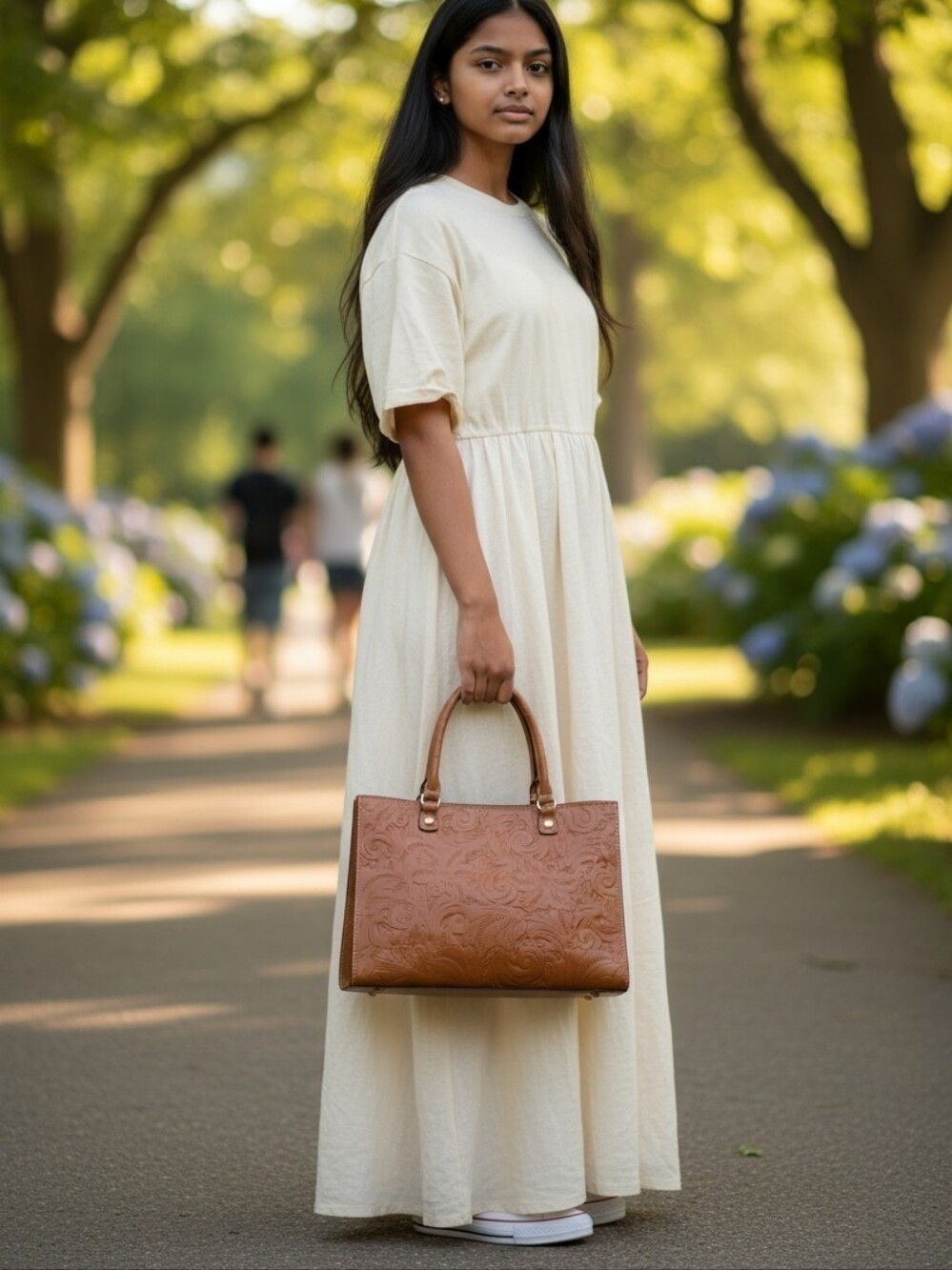 Patricia Nash Zancona Tooled Florence Women's Embossed Cognac Tote Bag